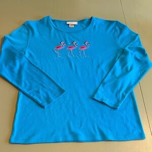 Catherines Blue Flamingo Long Sleeve Tee